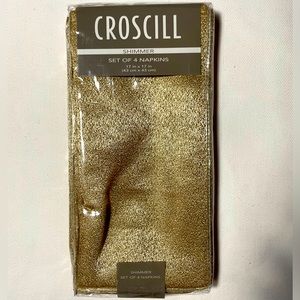 NWT  CROSCILL SHIMMER NAPKINS   Set of Four   Gold
